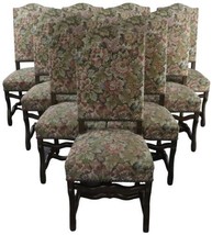 Dining Chairs Set 10 Sheepbone Beech Wood Vintage French 1930 Floral Upholstery - £3,409.89 GBP