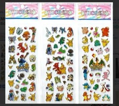 New Japanese Pokemon Puffy Pop Up Bubble Stickers Vibrant Detailed Free Shipping - £14.14 GBP