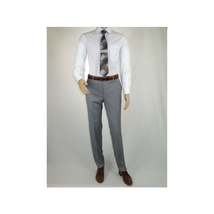 Mens Mantoni Flat Front Pants All  Wool Super 140's Classic Fit 46306-2 Gray image 5