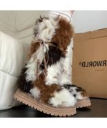 hairy snow boots added fleece thick soled curly hair height increasing  - $72.00+