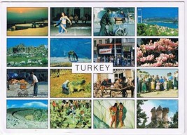 Turkey Postcard Multi View Dancers Flowers People Larger Card - £1.64 GBP