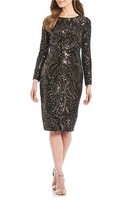 New Betsy &amp; Adam Women&#39;s Party Sequined Sheath Dress Black 2 - £93.44 GBP