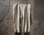 Talbots Cropped Linen Pants Plus Size 14W Almond Slash Pockets No Tie Beige - $14.73