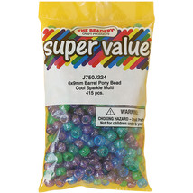 Pony Beads 6mmX9mm 415/Pkg-Cool Sparkle Multicolor - £10.16 GBP