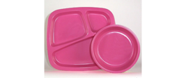 Zak Designs Plate &amp; Bowl Set Pink-INCLUDES FLATWARE SET. Plate 9x8 Bowl 5.5 - £15.63 GBP