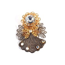 Guardian Angel Handmade Vintage Pin Brooch Rhinestone 2&quot; Fashion Jewelry - £10.82 GBP