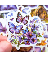 50 PCS Purple Dreamlike Sticker Pack, Fairy Tale Butterfly, Mushroom Sti... - $11.85