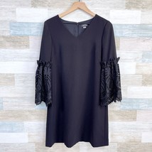Tahari Lace Bell Sleeve Cocktail Dress Black V Neck Long Sleeve Evening Womens 4 - £50.59 GBP