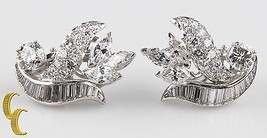 9.00 carat Diamond 14k White Gold Clip-On Floral Earrings - $13,721.54