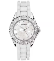 Sekonda Ladies White Stone Set Silicone Strap Watch - £33.44 GBP