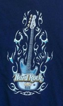 Hard Rock Cafe Washington DC T Shirt  Navy Blue Guitar Flames Medium - $14.84