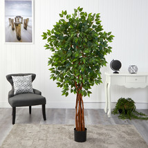5.5 Super DeluxeNatural Trunk Ficus Artificial Tree with  - £184.85 GBP