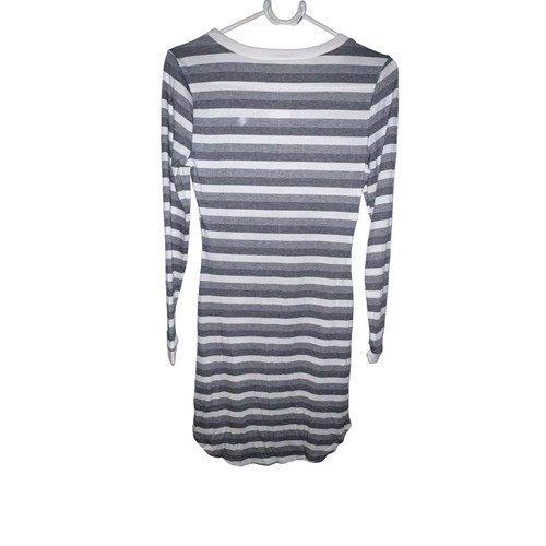 Charlotte Rousse Striped Gray White Long Sleeve T Shirt Dress Size Small New Item image 3
