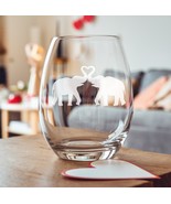Elephant Couple Etched Glasses - Wine, Champagne, Pint Glasses Shot Glass - $467.85 MXN+