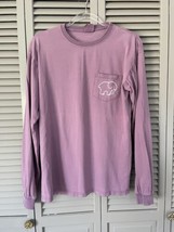 Ivory Ella Purple Long Sleeve Elephant Logo Pocket Tee T-Shirt Shirt Top... - $19.40