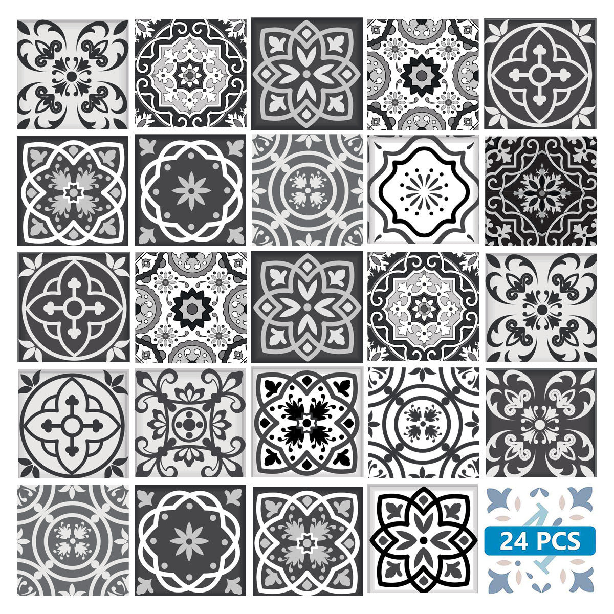 4&quot; X 4&quot; Shades Of Black Mosaic Peel And Stick Removable Tiles - $91.03