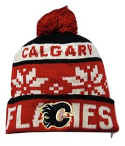 Calgary Flames Reebok Face Off NHL Hockey Team Pom Pom Knit Winter Hat Beanie - £15.16 GBP