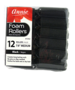 ANNIE 7/8" MEDIUM FOAM HAIR ROLLERS - BLACK - 12 PCS. (1062) - $10.85 CAD