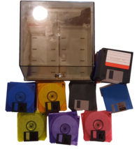 Vintage Floppy Disk Holder + 82 Untested Disks 3.5&quot; 1.44MB - $99.00