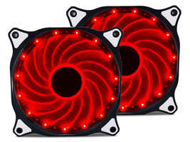 2 Pack 120mm RED LED Computer PC Case Cooling Fan Quiet Sleeve Bearing Vetroo 60 - £13.92 GBP
