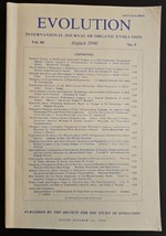 International Journal of Organic Evolution August 1990 Vol 44 No 5 Pg 1129-1388 - £23.25 GBP