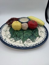 Magnolia Ridge Pottery Platter With Crawfish And Vegetable RARE 15” Across - $80.19