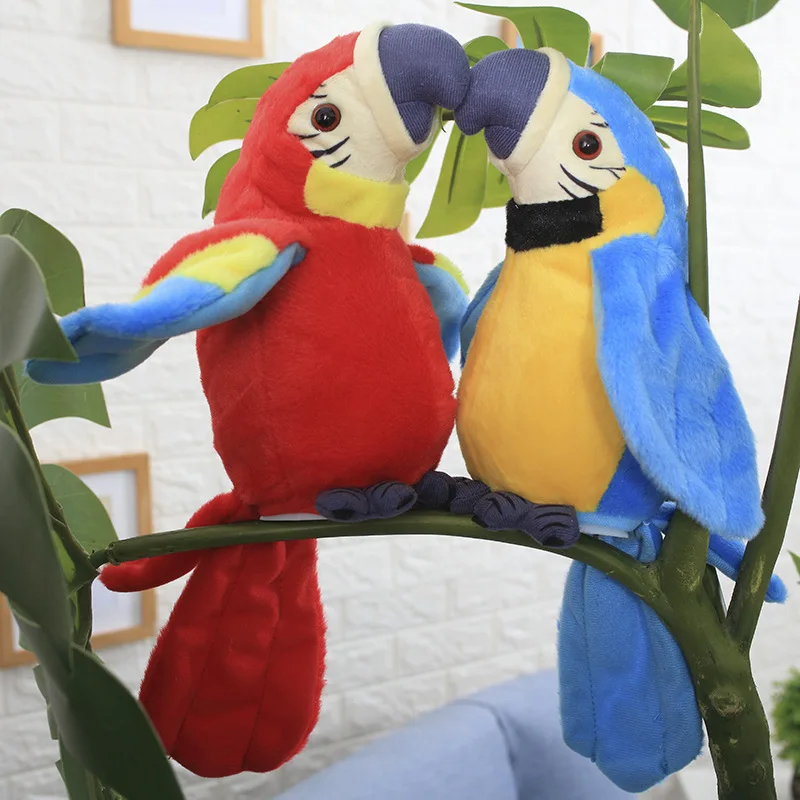 Play Cartoon Parrot Electric Talking Plush Toy Speaking Record Repeats Waving Wi - £27.73 GBP