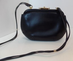 Lederer Made in Italy Vintage Black Leather Unusual Handbag Carry Clutch... - $64.35