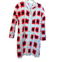 Granny Square Crochet Cardigan Jacket Flower Power Red White Blue READ - £31.84 GBP