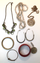 Junk Drawer Jewelry Lot Bracelets Shell Necklace Earrings Etc - £11.36 GBP