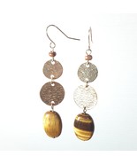 Tiger eye and gold dangle earrings - $12.00