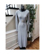 Zara Dress Women Size M Gray Long Sleeve Fitted Midi Bodycon Stretch Min... - $73.96 CAD