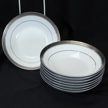 Noritake Crestwood Platinum Soup Bowls 7 1/2&quot; Lot of 8 MOST ARE NEW - £77.74 GBP