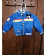 Walt Disney Mickey Mouse Blue Bomber Jacket Vtg Child Size 2 Varsity Gra... - £19.99 GBP