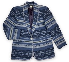 Vtg David Paul Gray Aztec Southwest Wool Blend Jacket Blazer Coat Pocket... - $28.96