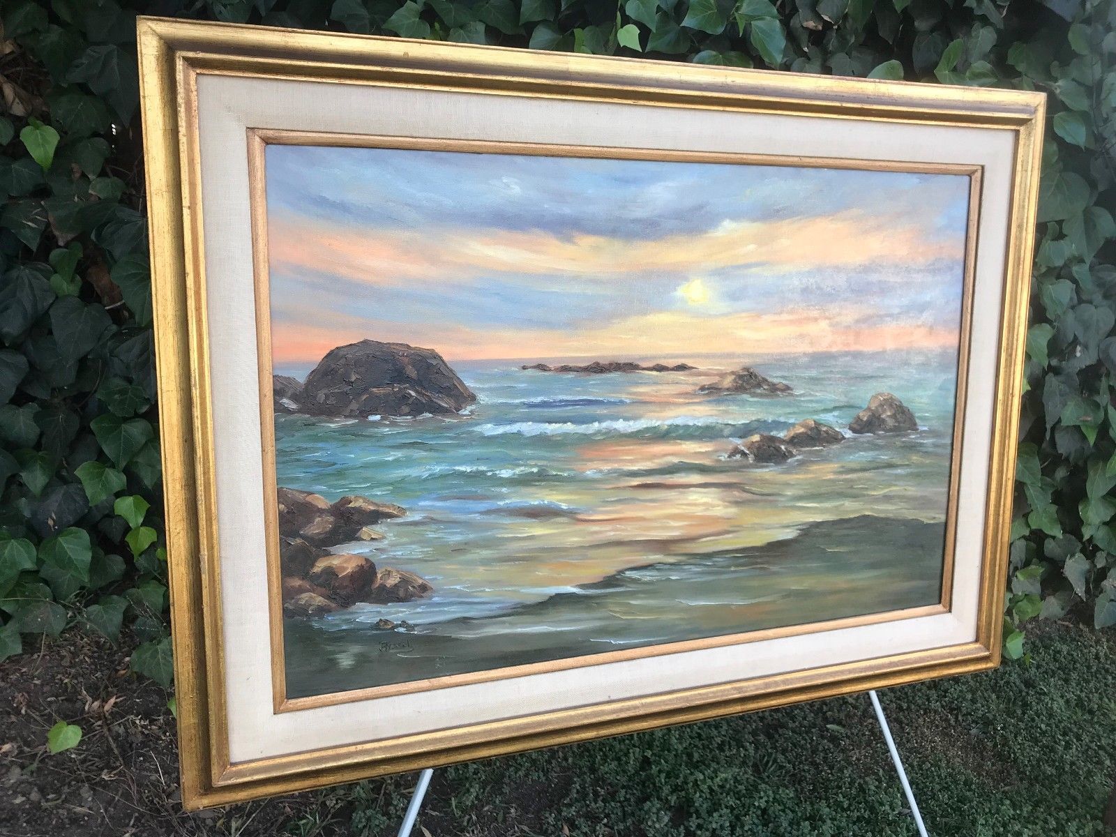 RYSSEL Original 1950s HUGE SEASCAPE MODERN IMPRESSIONIST OIL Canvas Paul Gachet Item image 4