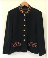 Vintage 90s Jules Miller Navy Blue Brass Button Military Blazer Jacket 1... - £62.90 GBP