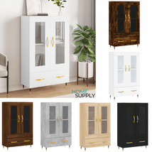 Modern Wooden Home 2 Door Storage Cabinet Unit With Glazed Display &amp; Dra... - $135.89+