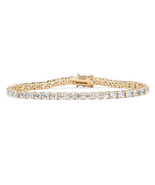 PalmBeach Jewelry 10.75 TCW CZ 18k Gold-plated Sterling Silver Tennis Br... - £70.39 GBP
