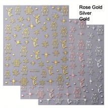 Rose Gold Nail Sticker Christmas Elk Gingerbread Face Slider Winter Char... - $19.99