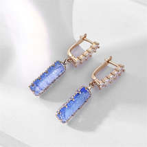 Light Blue Crystal &amp; 18K Gold-Plated Baguette Huggie Earrings - £11.96 GBP