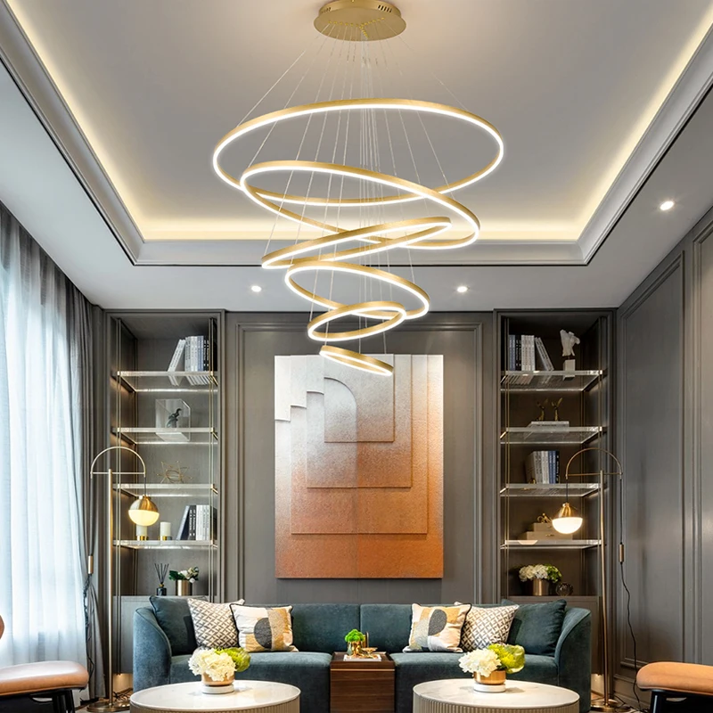 Nt lights golden creative aluminum circle pendant light for living room restaurant home thumb200