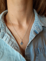 Tiny Blue Miraculous Medal Necklace - £16.03 GBP