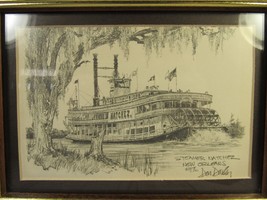 Art Print Sketch Nanchez Steamboat DON DAVEY 1976 New Orleans Historical. - £13.40 GBP
