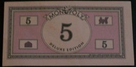 Monopoly Deluxe Edition 5 Dollar Bills - £4.32 GBP