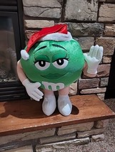 Large Green M&amp;M GEMMY Girl Female Plush 26&quot; Tall posable Wearing A Santa... - £31.09 GBP