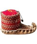 Vintage Pincushion Shoe 3-1/2&quot; Sewing Tool Leather Woven Moccasin #2 - $25.37 CAD