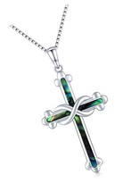Cross Necklace Sterling Silver Abalone Shell Necklace/Star - $136.99