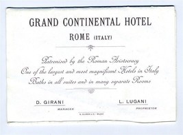 Grand Continental Hotel Rome Italy Brochure and Map Early 1900&#39;s - £133.98 GBP