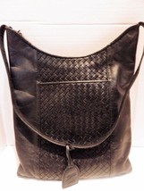Vintage Nina Donna Black Woven Leather Shoulder Bag 1990s - £19.75 GBP